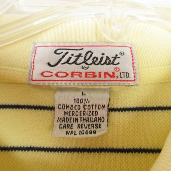 Titleist Butter Yellow Striped Pique Polo Size L Cotton - Picture 5 of 11